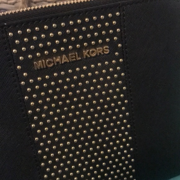 Black Michael Kors purse with gold studs - Picture 2 of 4